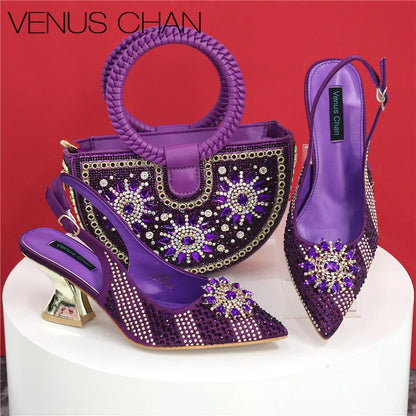 Italian Design Evening Shoes And Bag Paired With Handmade Petal Clutches Pointed Toe High-Heel Shoes For Women Party Shoes