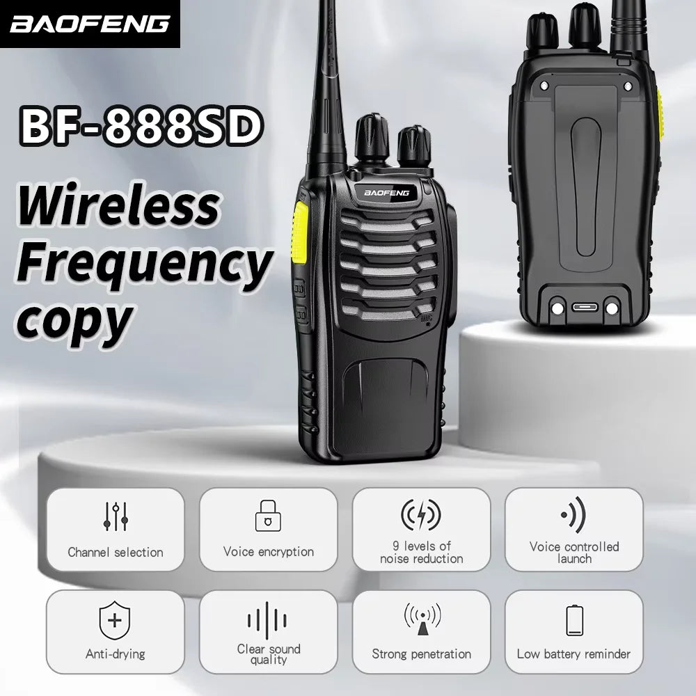 Baofeng BF-888SD Digital Walkie Talkie UHF PMR446 MHz 16CH Long Range Two Way Radio Type-C Charging Noise Reduction Encrypted Ha