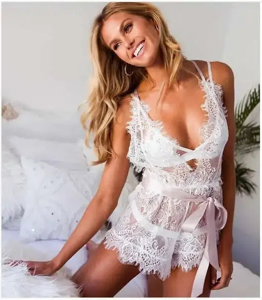 Sexy Lingerie Lace Bodysuit Suit One-Piece Shorts Hollow Out Teddy Lingere Hot Erotic Hollow Out Babydoll Sex Outfits for Women
