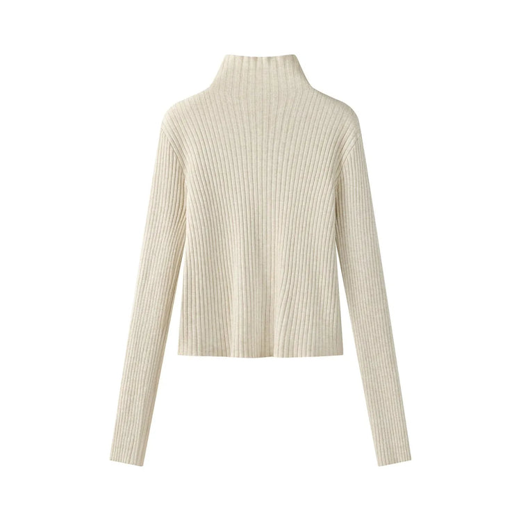 2026 Women's Autumn Winter Knit Cardigan Versatile Office Slim Flattering Cropped Zip-Up Sweater Korean Long Sleeve Outerwear