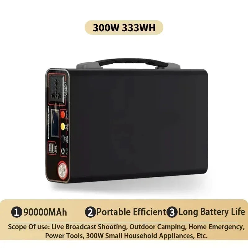 300W 220V 90000mAh Portable Power Station  Solar Generator Outdoor Camping Emergency Mobile Power Bank LiFePO4 Backup Battery