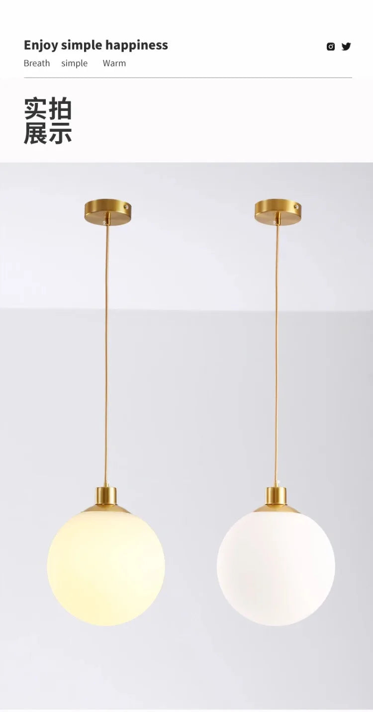 Black White Golden Ball Chandelier Lights Glass Frosted Lampshade Restaurant Bar Kitchen Hanging Lamps G9 E27 Indoor Lighting
