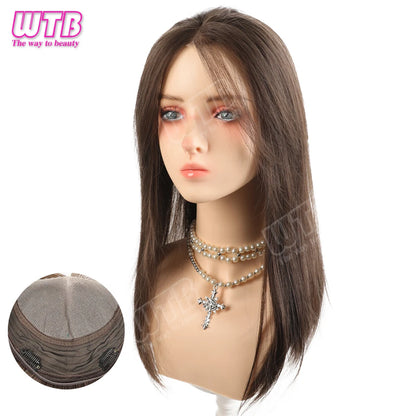 WTB 40cm Lace Front Synthetic Wig Invisible and Seamless Straight Hair Adds Volume Suitable for Women's Daily Wear and Holidays
