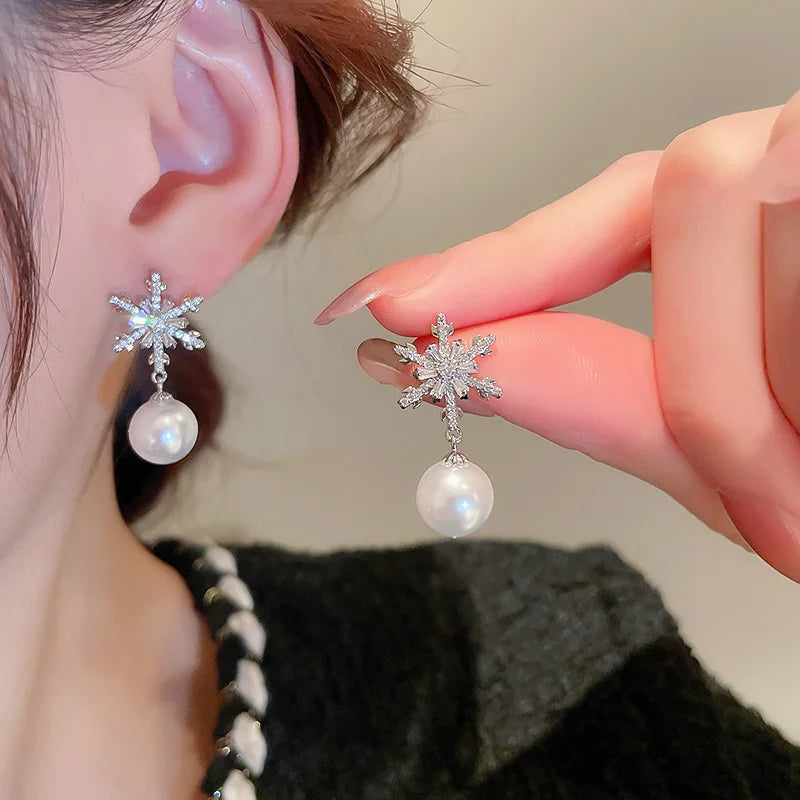 Exquisite Leaves Crystal Flower Stud Earrings For Women AAA Zircon Rose Butterfly Tassel Earring Bride Wedding Party Jewelry