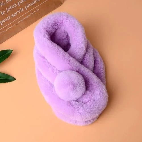 New Rabbit Fur Scarf Women Winter Warm Soft Furry Scarves Casual Female Lady Outdoor Neck Warmer Collar