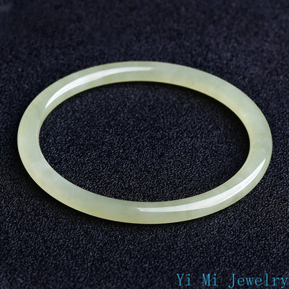 Natural Hetian Jasper Bracelet Green  White Jade Fine Round Female Jingle Bangles Fashion Exquisite Luxury Jewelry Holiday Gifts