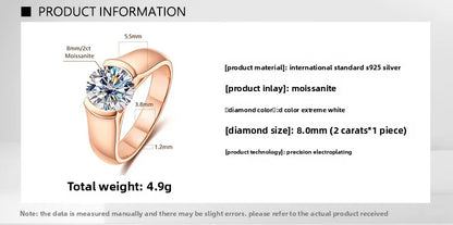 Carnica Luxury 925 Sterling Silver 2CT Real Moissanite Ring for Women GRA Simple Diamond Wedding Jewelry Gift Brilliant Hot New