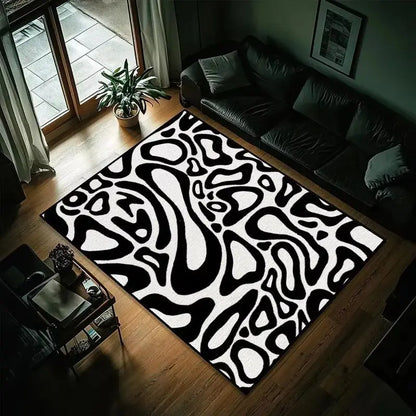 Modern Abstract Swirl Rug Non Slip Large Living Room Carpet Bedroom Gaming Room Floor Mat Home Decor Contemporary Area Rugs