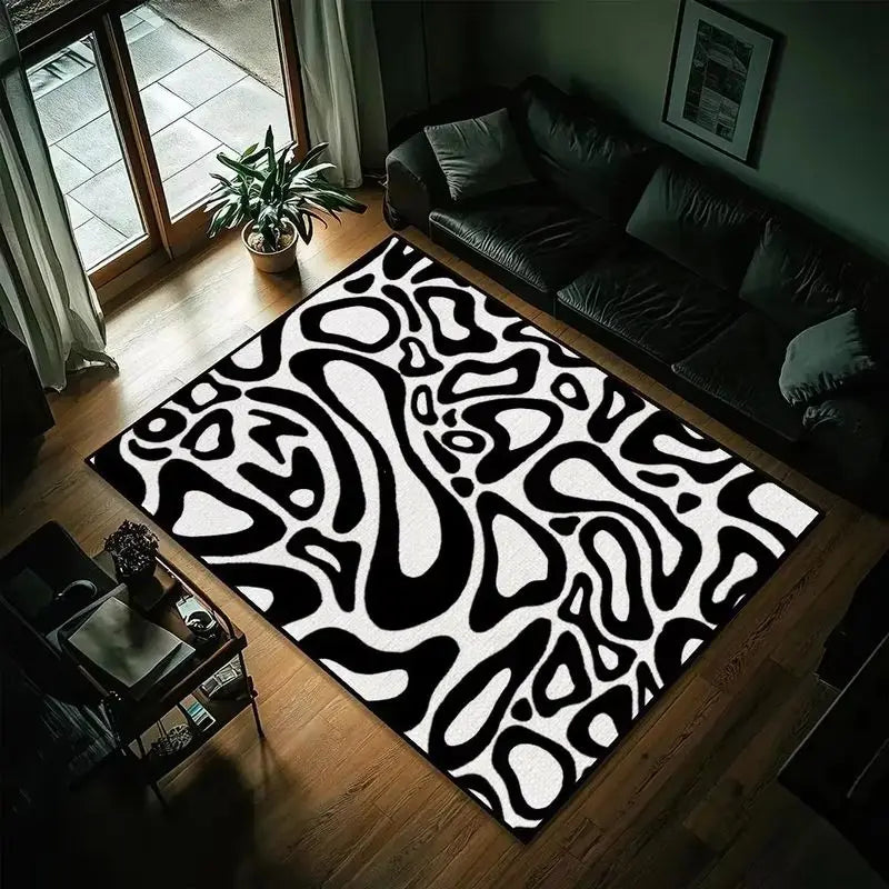 Modern Abstract Swirl Rug Non Slip Large Living Room Carpet Bedroom Gaming Room Floor Mat Home Decor Contemporary Area Rugs