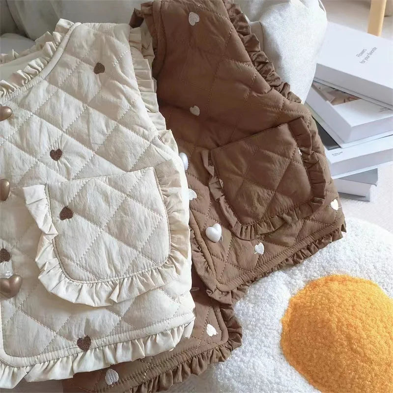Girls Autumn Vest Children Fleece Thickened Winter Waistcoat New Kids Fashion Warm Padded Coats Toddler Casual Clothing 1-6Y