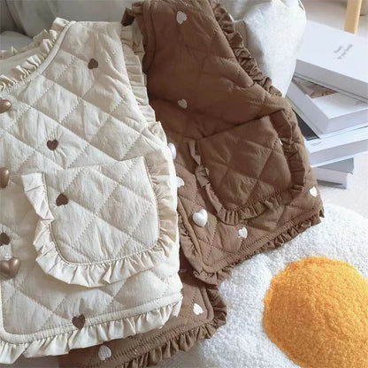 Girls Autumn Vest Children Fleece Thickened Winter Waistcoat New Kids Fashion Warm Padded Coats Toddler Casual Clothing 1-6Y