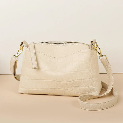 100% Genuine Cowhide Crocod Pattern Luxury Shoulder Bags For Women Designer Solid Color Soft Crossbody Bag Handbags Purses Sac