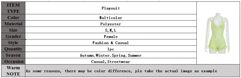 Bandage Halter Playsuits Women Polka Dot Print Summer Ruched Outfits Slim Backless Sleeveless V Neck Rompers Vacation Beach Gift
