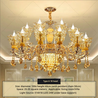 Postmodern Chandelier Living Room Lights European Dining Room Bedroom Home Master Luxury Atmospheric Lamps Villa Crystal Lamps