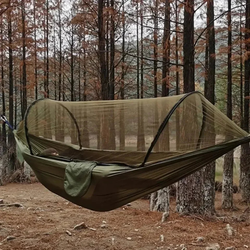 Outdoor Hammock with Integrated Mosquito Net, Camping & Leisure Hanging Bed