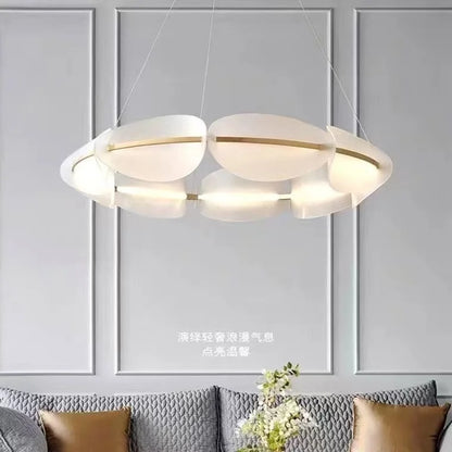 Nordic Leaf Chandelier Modern Acrylic Ring Light Living Dining Room Lighting Decor Home Bedroom Kitchen Hanging Lights Luminaire