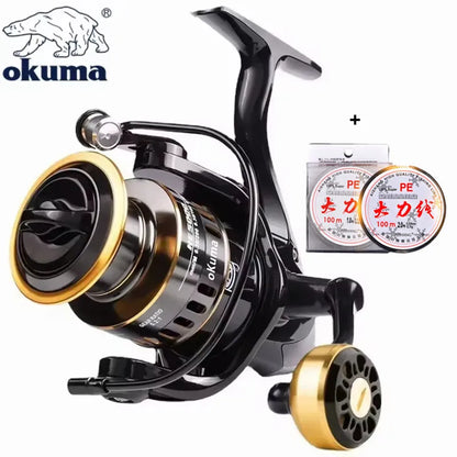 OKUMA HE1000-7000 Fishing Reel Metal Ball Grip Spinning Reel 5.2:1 Metal Reel Cup 12KG Max Drag