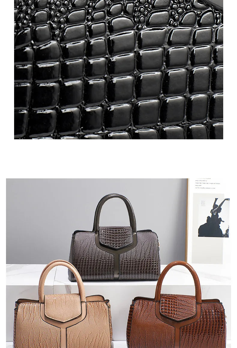 2025 Fashion New Crocodile Pattern Handbag Women'S Large Capacity Shoulder Bag Classic Retro Crossbody Bag Commuter Tote Bag