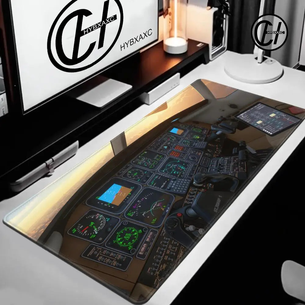 Plane Instrument Panel Mousepad HD Airplane Speedometer Mouse Pads XXL Non-slip Rubber Desk Mat Pc Gamer Deskmat Cockpit Playmat