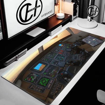 Plane Instrument Panel Mousepad HD Airplane Speedometer Mouse Pads XXL Non-slip Rubber Desk Mat Pc Gamer Deskmat Cockpit Playmat