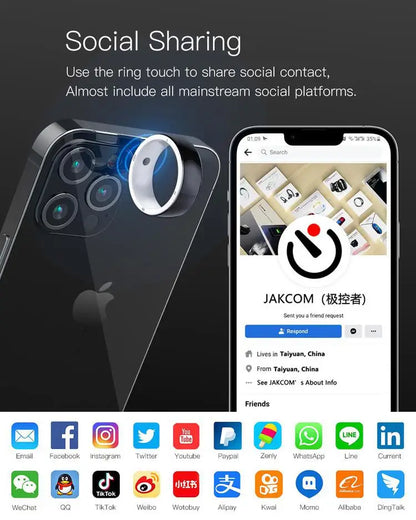 2026 New Jakcom R5 Smart Ring 6 RFID Cards Smart Sharing Smart Wearable Device for GPS ID IC NFC IOS Android WP Mobile Phones