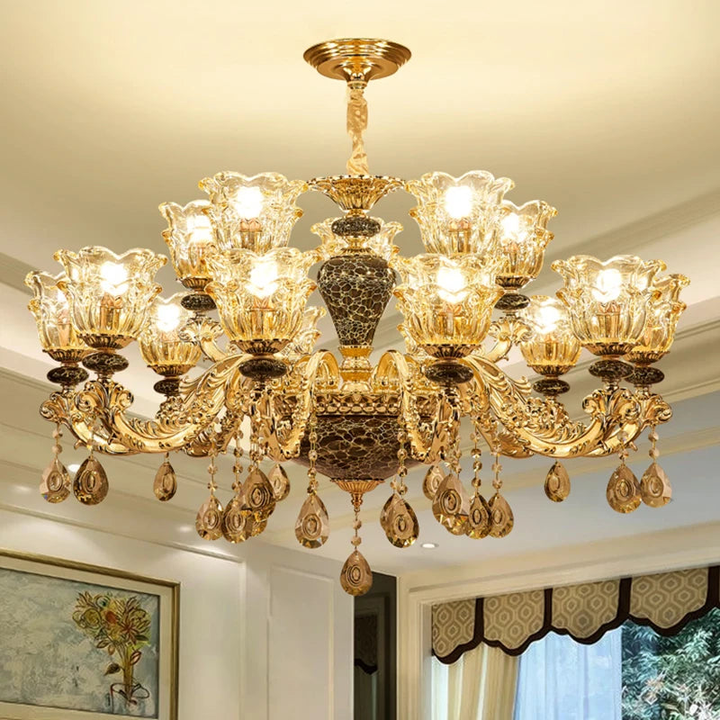 Luxury Lamp Dining Room Bedroom Decoration French Retro Chandelier Lighting Crystal Fixtures Chandelier Living Room Grand