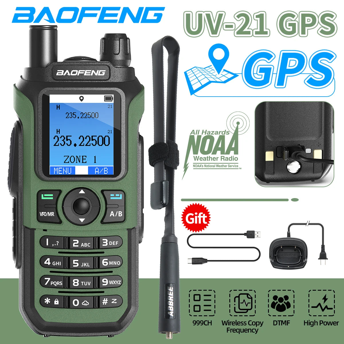 Baofeng UV-21 PRO Walkie Talkie GPS Portable Long Range Mutli-Band Wireless Copy Frequency Type-C Charger Radio Upgrade UV17 PRO