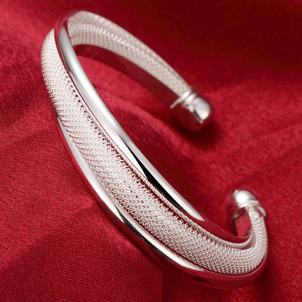Trendy 925 Sterling Silver Big Bangles Bracelet Cute Charms for Women Lady Fashion Jewelry Adjustment Cuff Wedding Luxury