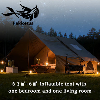 PAKICETUS Luxury Inflatable Camping Tent with Roof Window Easy Setup Portable Tent with Carry Bag for 4-12 People Outdoor Glamping Family Weekend Gatherings