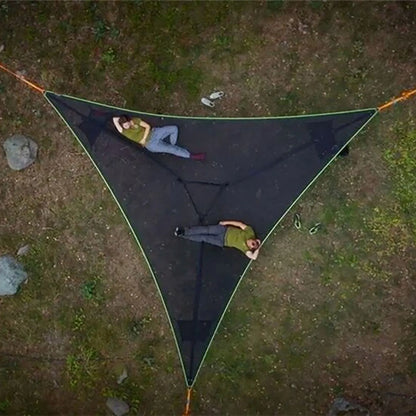Multi‑Person Triangle Hammock Portable Large Family Hammock 2.8‑4M Outdoor Camping Aerial Hammock 150‑200KG Load‑bearing Nylon