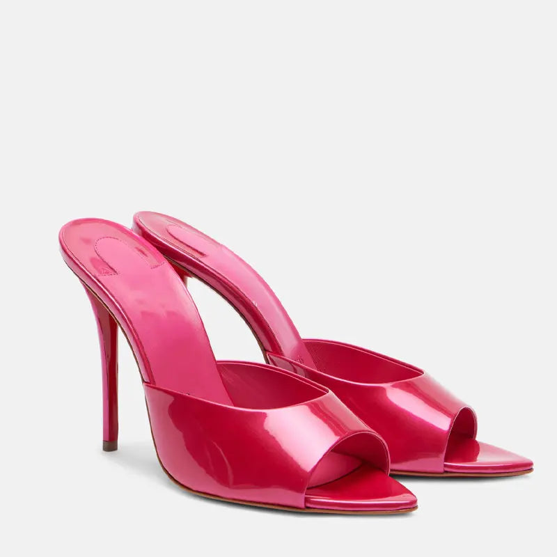 Summer New Women's Pointed Open Toothed Slim Fit High-heeled Slippers, Outdoor Sexy Sandals, Fashionable High-heeled Slippers