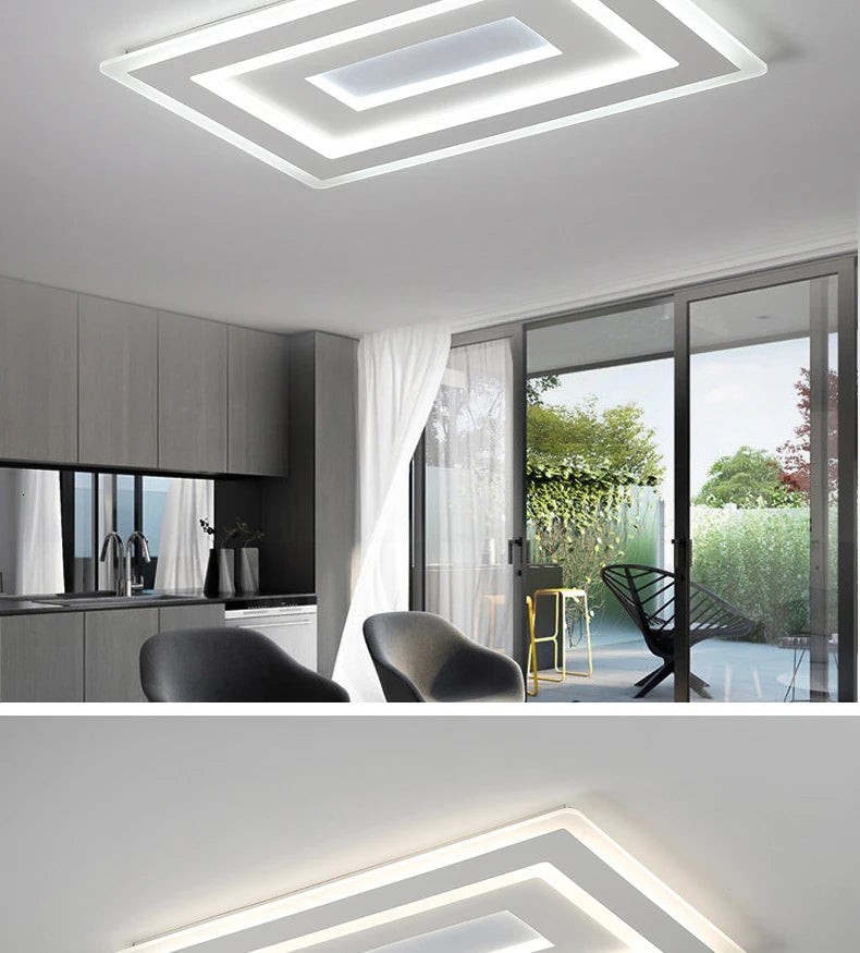Slim LED Ceiling Light Dimmable Chandelier Ceiling Lamps Sleek White Lamp for Living Room Bedroom, Flush Mount Lighting Lights