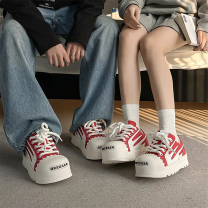 Women Men Sneakers Low-top Big-head Canvas Thick-soled Heightening Versatile Unisex Leisure Trendy Shoes Men Chunky Trainers
