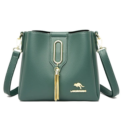 Luxury Hand bags For Women High Quality Pu Leather Three layers Ladies Shoulder Crossbody Bag Bucket Tassel Commuting Sac A Main