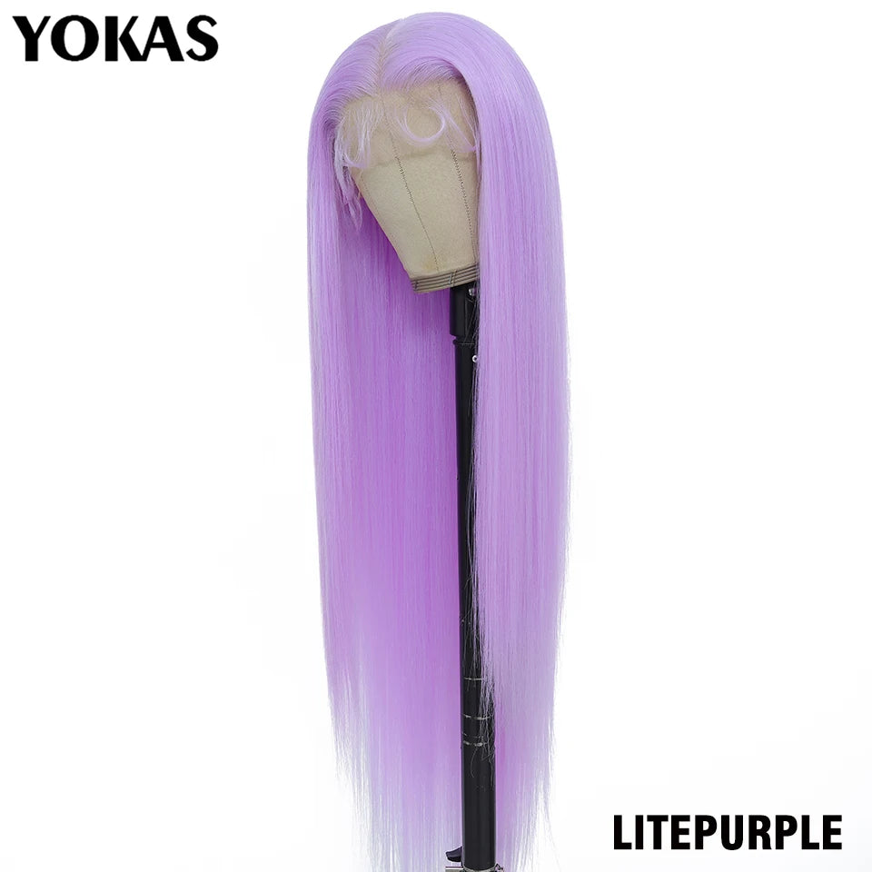 40 Inch Synthetic Lace Frontal Wigs For Women 13x6 Lace Front Wigs With High Temperature Fiber HD Lace Pink Blonde Straight Hair