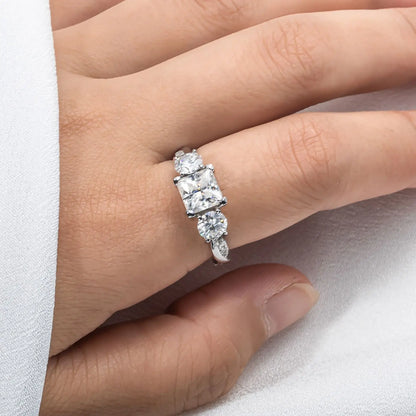 Carnica Luxury 925 Sterling Silver 1CT Real Moissanite Ring for Women Sugar Cube Pull-twist Arm GRA Diamond Wedding Jewelry Gift