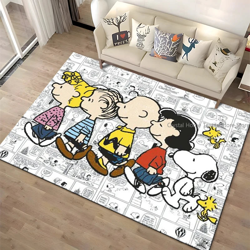 Cartoon Snoopy HD Printed Rugs Carpet For Living Room Home Decoration Children's Crawling Living Room Area Rug Game Floor Mat