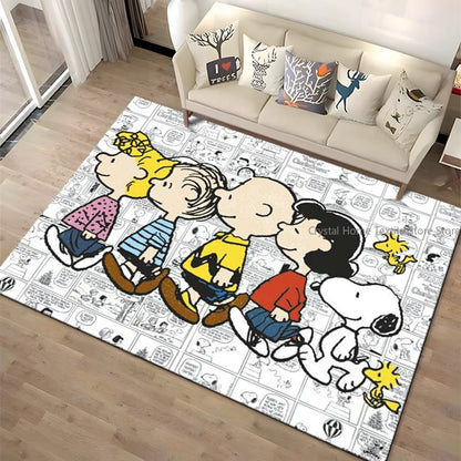 Cartoon Snoopy HD Printed Rugs Carpet For Living Room Home Decoration Children's Crawling Living Room Area Rug Game Floor Mat