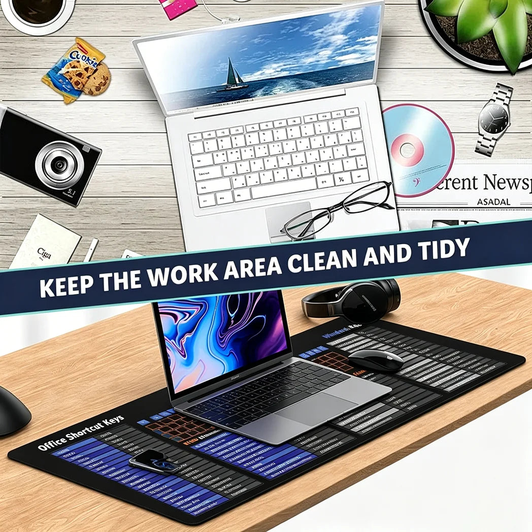 Windows Word Excel Office Shortcut Keys XXL Mouse Pad Non-Slip Large Gaming Office Esports User PC Desk Mat Cheat Sheet Mousepad