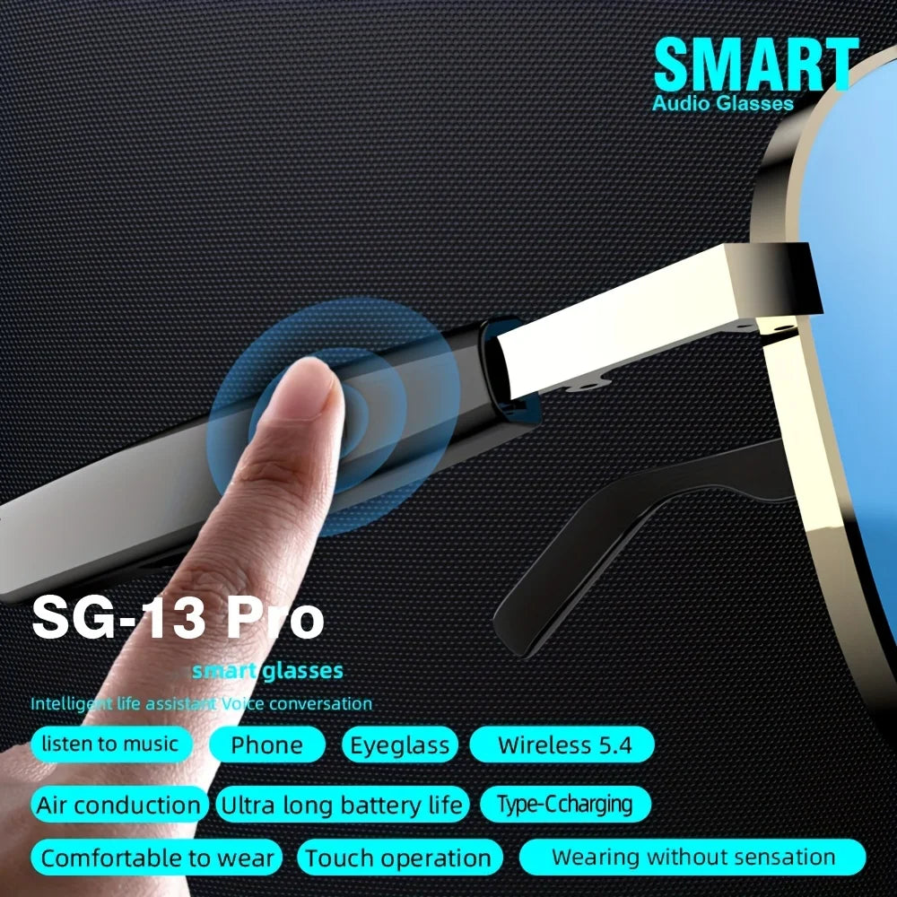 Smart Glasses, Bluetooth Glasses, Touch and Voice Control, Open Music Playback, Bluetooth 5.4, Outdoor, Fishing, Sports