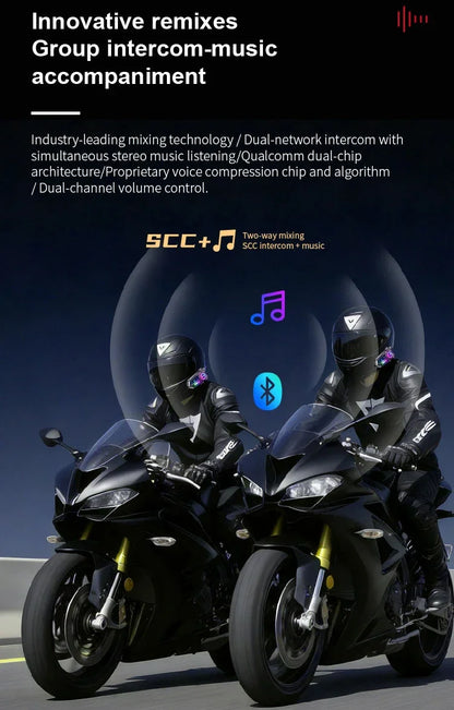 X3 Pro Motorcycle Helmet Bluetooth Headset 2-Riders Intercom 1000M BT6.0 IPX6 Waterproof Voice Assistant NoiseReduction FM Radio