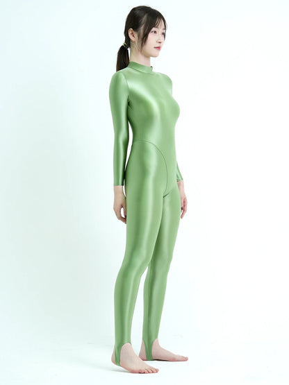MJINM Spandex Catsuit Women Full Body Shiny Glossy Bodysuits Tight-Fitting Yoga Sport Tights Catsuit Jumpsuits Zentai