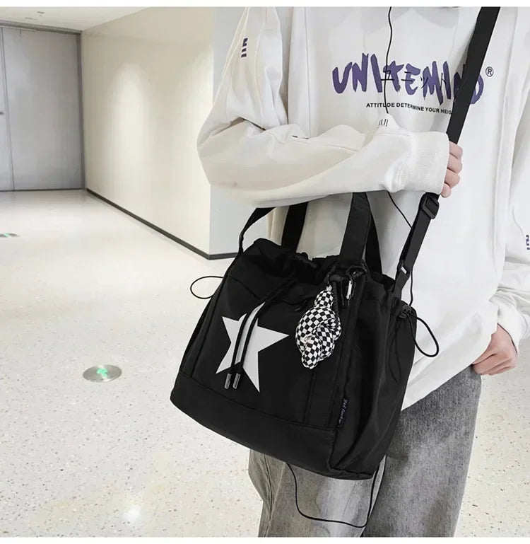 Women New Crossbody Bag Wholesale Large Capacity Couple Shoulder Bag New Casual Nylon Tote Bag Luxury Drawstring Handbag 2025
