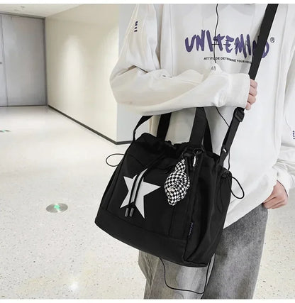 Women New Crossbody Bag Wholesale Large Capacity Couple Shoulder Bag New Casual Nylon Tote Bag Luxury Drawstring Handbag 2025