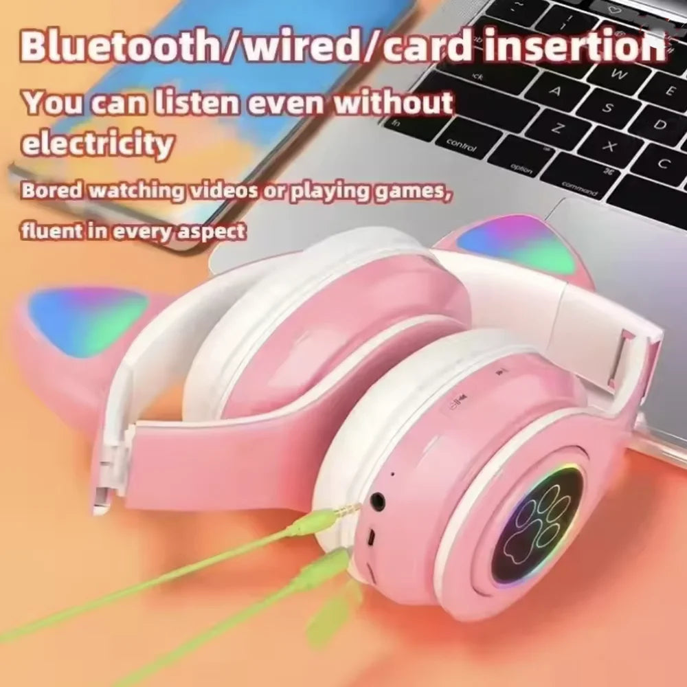 Cat Shaped Wireless Bluetooth Earphones Handsfree Earbuds with Microphone for All Phones Fashion Headphoens Game Headset