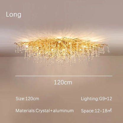 Rectangle Luxury Gold Crystal Chandelier For Dining Living Room Lobby Kitchen Table Modern Lurxy Gold Crystal Celling Chandelier