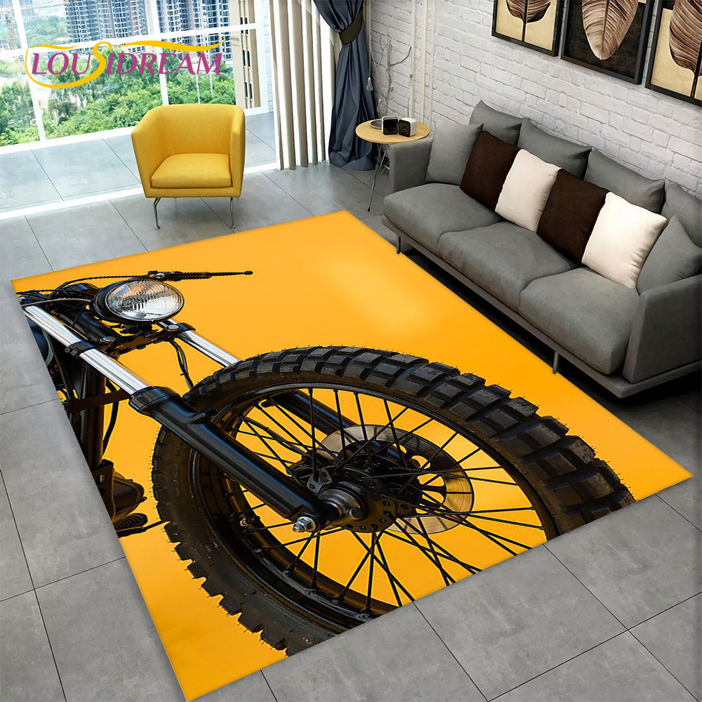 3D Motorcycle Racing Area Rug Large,Carpet Rug for Home Living Room Bedroom Sofa Doormat Decoration,Kid Play Non-slip Floor Mat