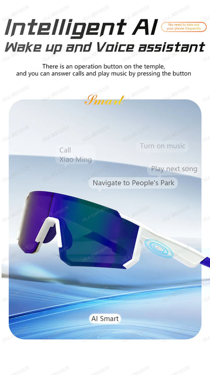 2026 New Smart Glasses Bluetooth Call Audio Music Player Glasses Smart Sunglasses UV Anti Glare Man Glasses for Outdoor Cycling