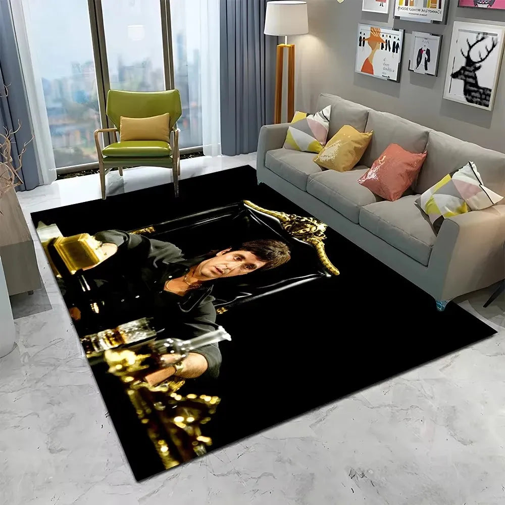 Scarface 3D Classic Movie Tony Carpet Rug for Home Living Room Bedroom Sofa Doormat Decor,kids Play Area Rug Non-slip Floor Mat