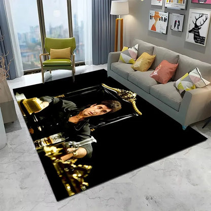 Scarface 3D Classic Movie Tony Carpet Rug for Home Living Room Bedroom Sofa Doormat Decor,kids Play Area Rug Non-slip Floor Mat
